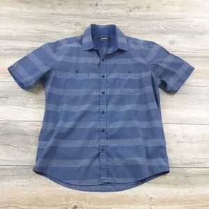 Costal Large Mens Short Sleeve Shirt Button Up Blue Casual Work School College